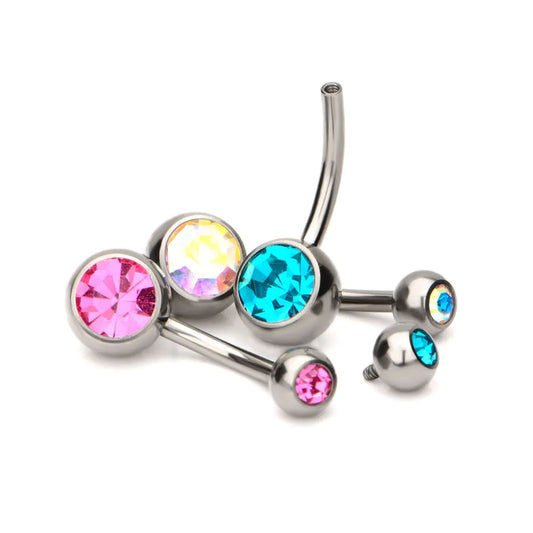 Bezel Gem Navel Bar