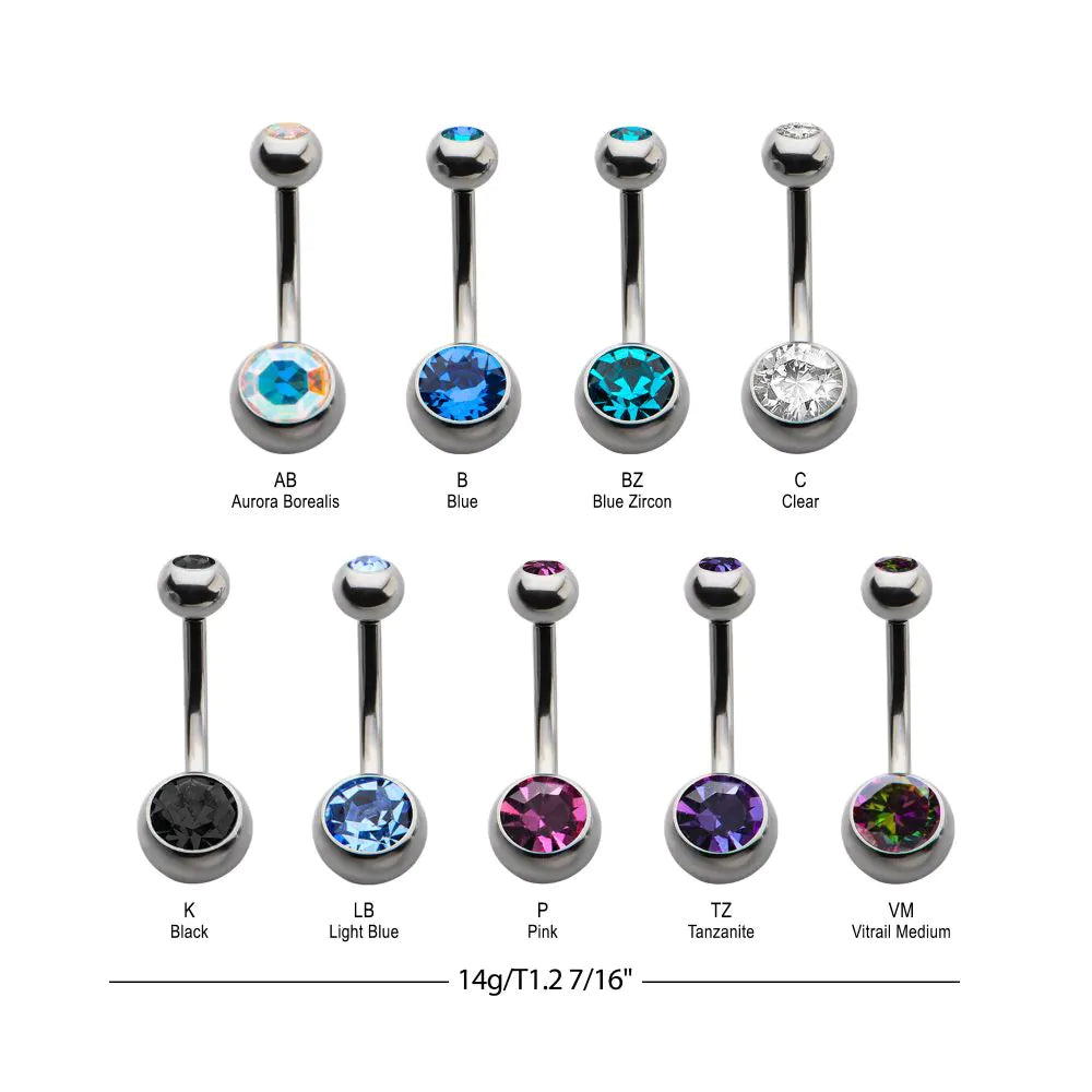 Bezel Gem Navel Bar