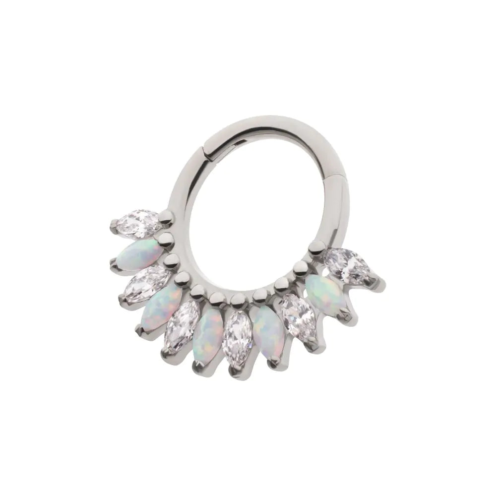 Marquise Gem & Opal Cluster Fan Hinged Hoop