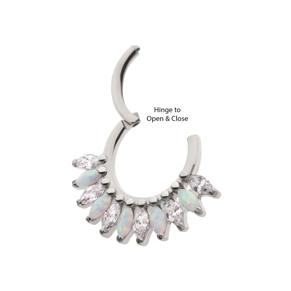 Marquise Gem & Opal Cluster Fan Hinged Hoop