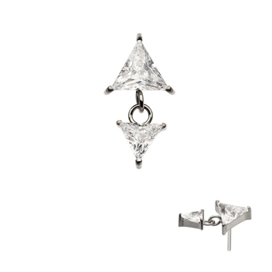 Double Triangle Prong Set CZ Dangle Top