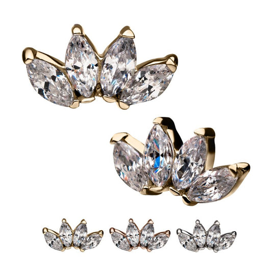 4 Crystal Marquise Cut Cluster Top